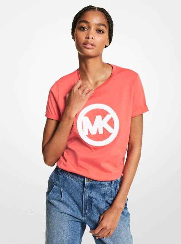 Damske Tricko Michael Kors Logo Organic Cotton Jersey Koralove - Oblecenie Michael Kors Nejlevnejsi | UMLOG-6248
